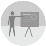 icon of a guy pointing at a display board