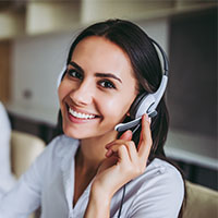 Lady wearing telephone headset