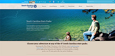 Screen shot of discoversc.com/stateparks