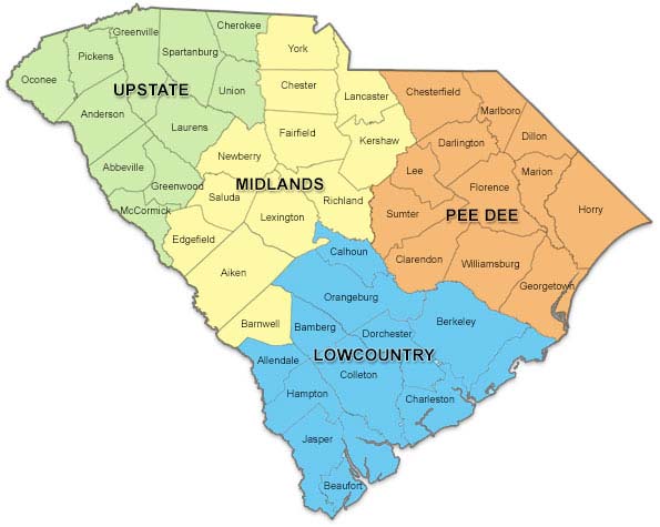 South Carolina Regional Map Lowcountry Overlay