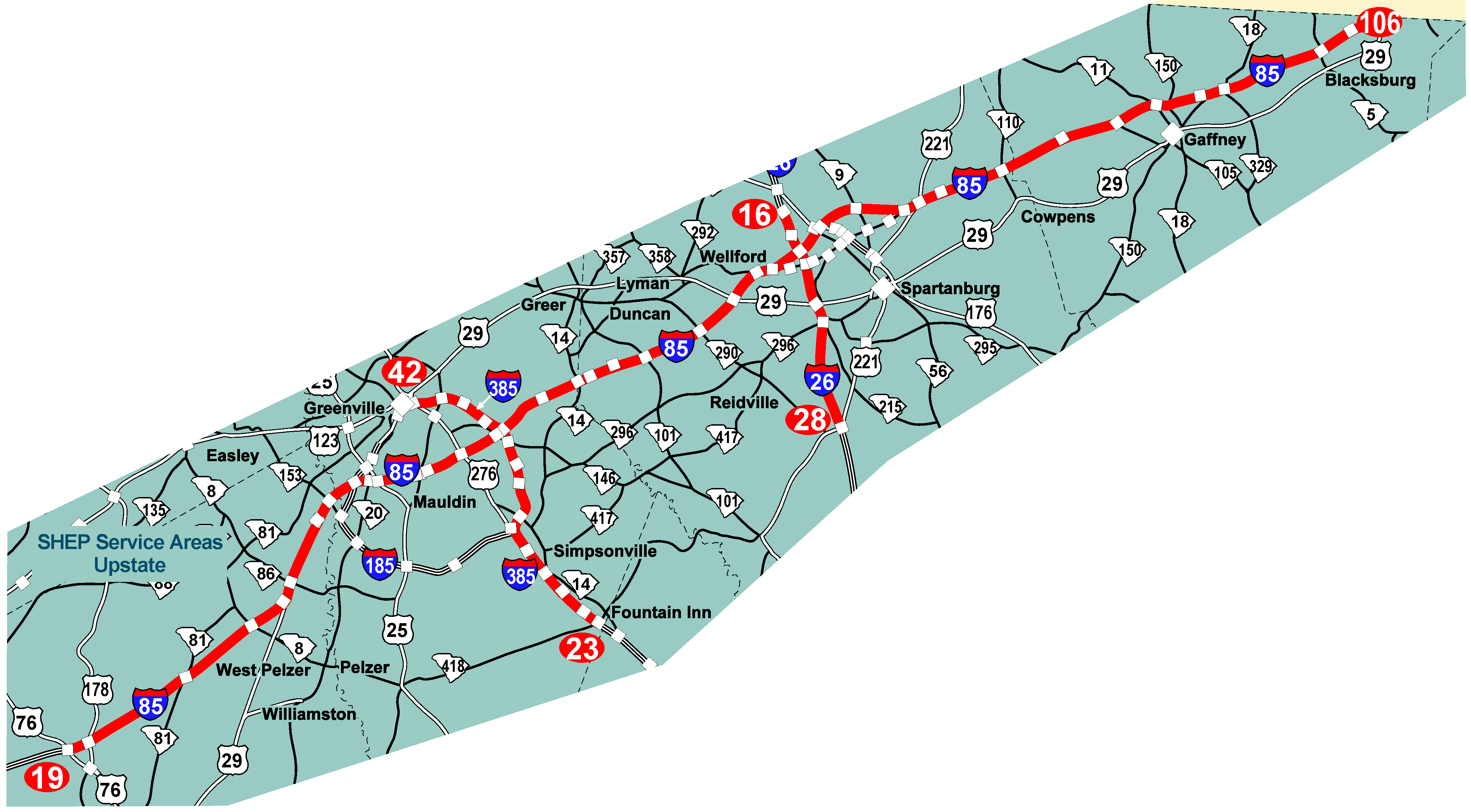 SHEP Patrol area in Upstate, SC (I-85)